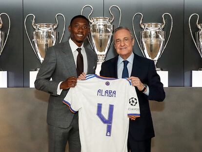 El defensa David Alaba durante su presentación en el Real Madrid