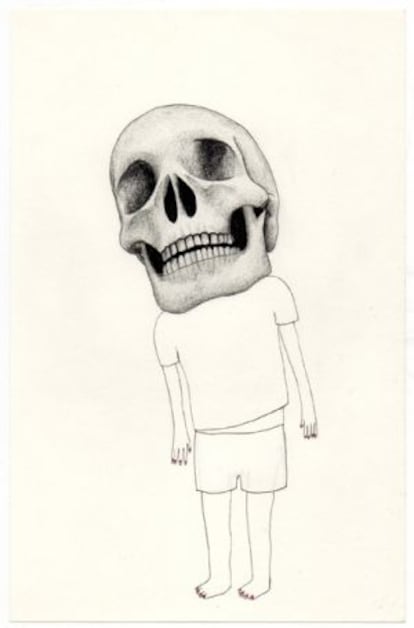 'Skill-head'. Dibujo sobre papel.14 x 19 cm. Galería Moriarty. 2010.