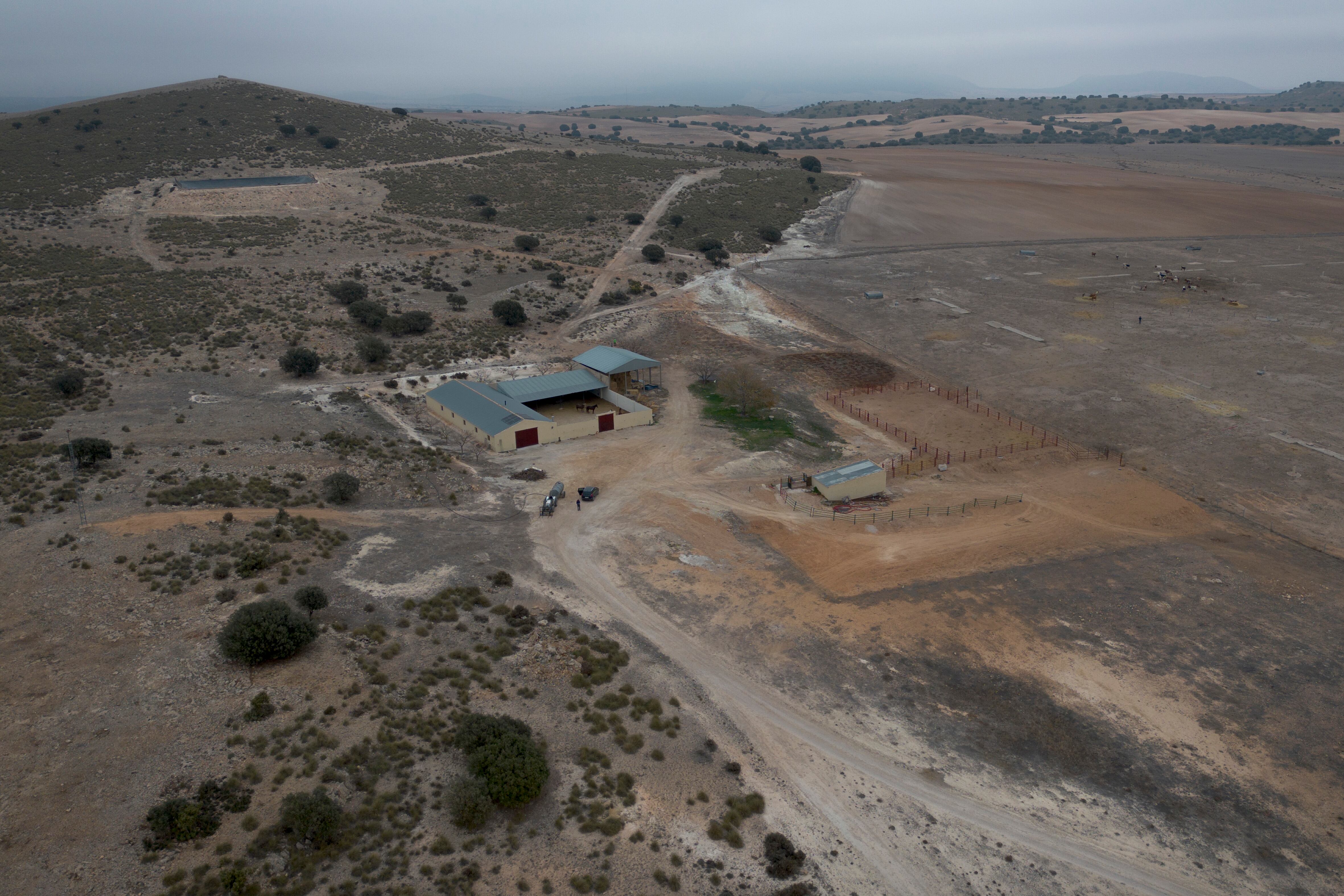 Vista aérea de la finca La Junquera, en el extremo oeste de la Región de Murcia. 