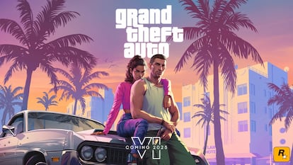 Başlangıçta 2025 yılı sonlarında çıkması planlanan ancak 26 Mayıs 2026'ya ertelenen 'Grand Theft Auto VI' (GTA) oyununun tanıtım görseli.