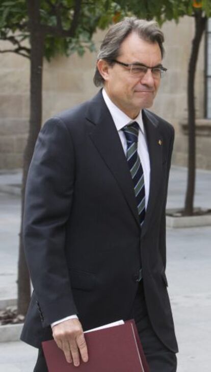 El president de la Generalitat, Artur Mas, ayer a su llegada al Palacio de la Generalitat