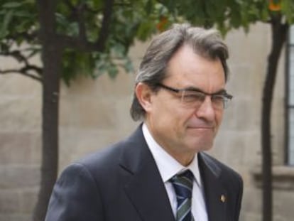 El president de la Generalitat, Artur Mas, ayer a su llegada al Palacio de la Generalitat