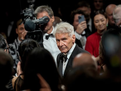 Harrison Ford, el jueves en Cannes tras la proyección de 'Indiana Jones y el dial del destino'.