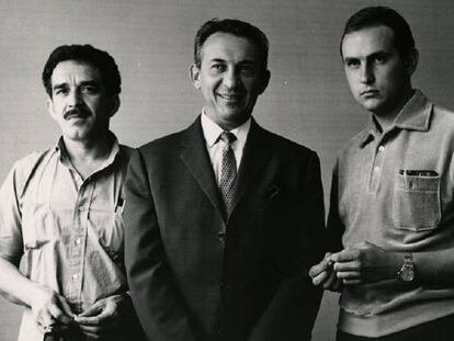 De izquierda a derecha: Gabriel García Márquez, Alfredo Ripstein Jr. y Arturo Ripstein.