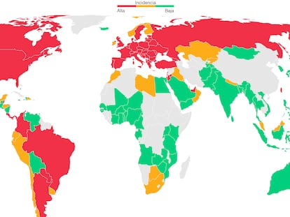Mapa mundial de incidencia del coronavirus