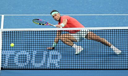 Nadal, durante el partido de dobles de este domingo en Brisbane (Australia).
