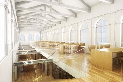 Simulación de la sala lectura del San Pio V, una vez concluida su rehabilitación