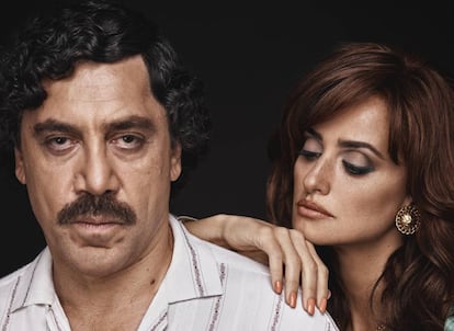 Javier Bardem and his wife, Pen&eacute;lope Cruz, in character as Pablo Escobar and Virginia Vallejo.