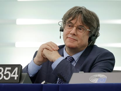 Carles Puigdemont, en un pleno en el Parlamento Europeo en Estrasburgo.