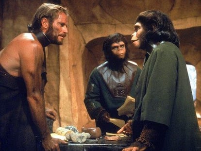 Charlton Heston en  "El planeta de los simios", dirigida por Franklin J. Schaffner.