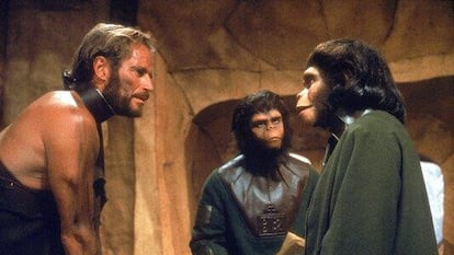 Charlton Heston en "El planeta de los simios", dirigida por Franklin J. Schaffner.