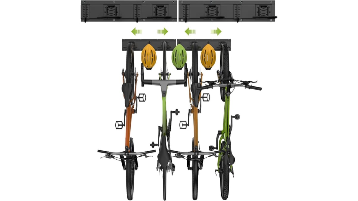Soporte para colgar varias bicicletas en la pared.