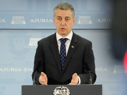 El lehendakari, I&ntilde;igo Urkullu, en una comparecencia reciente en la sede del Gobierno vasco.