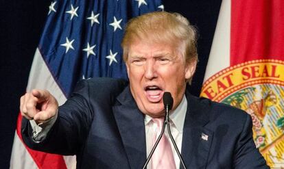 Trump durante su discurso a simpatizantes este viernes en Miami.