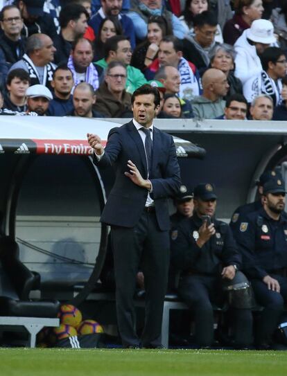 Solari, nuevo entrenador del Real Madrid, durante el partido.