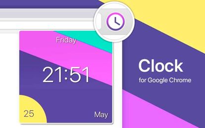 El icono y el nuevo reloj que se añaden a Google Chrome