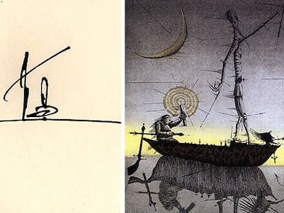 <i>Don Quijote y Sancho Panza</i> (1987), de  Antonio Saura (a la izquierda), y <i>Don Quichotte</i> (1979), de Joan Ponç.