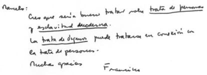 Mensaje del Papa al canciller de la Academia Pontificia de las Ciencias pidiendo abordar el tema de la trata.