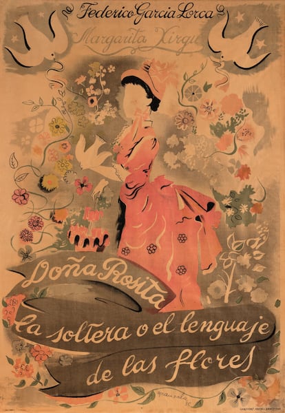 Cartel de Doña Rosita La Soltera o El lenguaje de las flores, de Emil Grau i Sala.