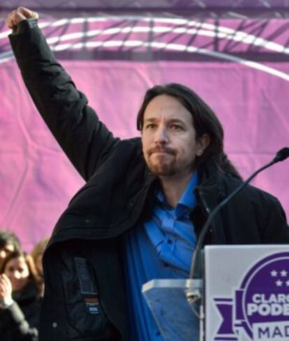 Pablo Iglesias, este domingo en Madrid.