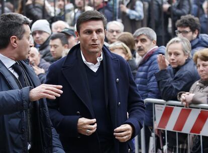 Javier Zanetti en el funeral de Cesare Maldini. 