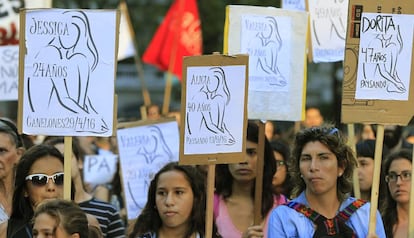 Manifestación contra la violencia machista en Montevideo.