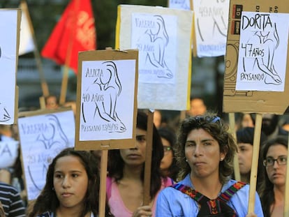 Manifestaci&oacute;n contra la violencia machista en Montevideo. 
