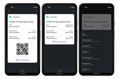 Carnet de vacunación Covid que desarrolla Google.