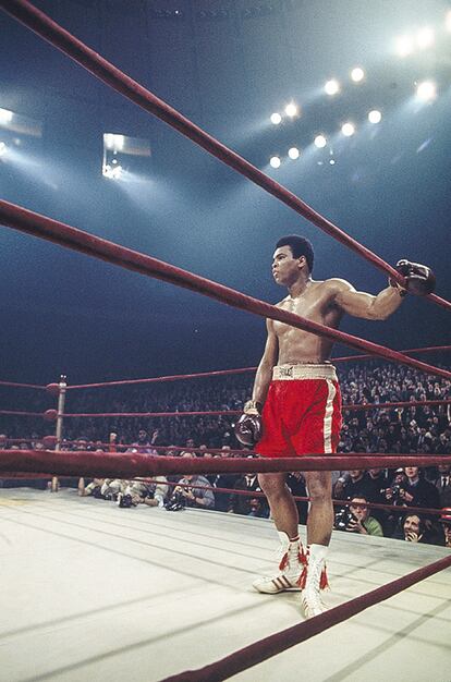 Mohammed Ali, durante su pelea contra Joe Frazier en Manila en 1975.