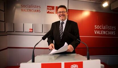 Ximo Puig, este martes, en la sede del PSPV-PSOE.