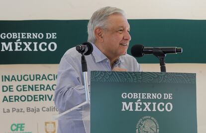 López Obrador, durante un acto en La Paz, Baja California Sur, este domingo.