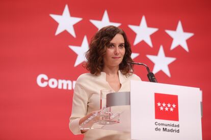 La presidenta de la Comunidad, Isabel Díaz Ayuso, el 29 de diciembre tras el Consejo de Gobierno.