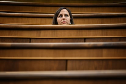 La secretaria general de Podemos, Ione Belarra, durante un pleno en el Congreso de los Diputados del pasado 19 de diciembre.