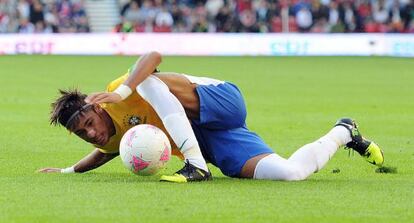 Neymar, en el partido amistoso de la semana pasada contra Gran Bretaña.