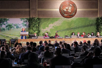 La directora ejecutiva del Pnuma, Inger Andersen, durante la asamblea de la ONU sobre el medio ambiente en Nairobi.