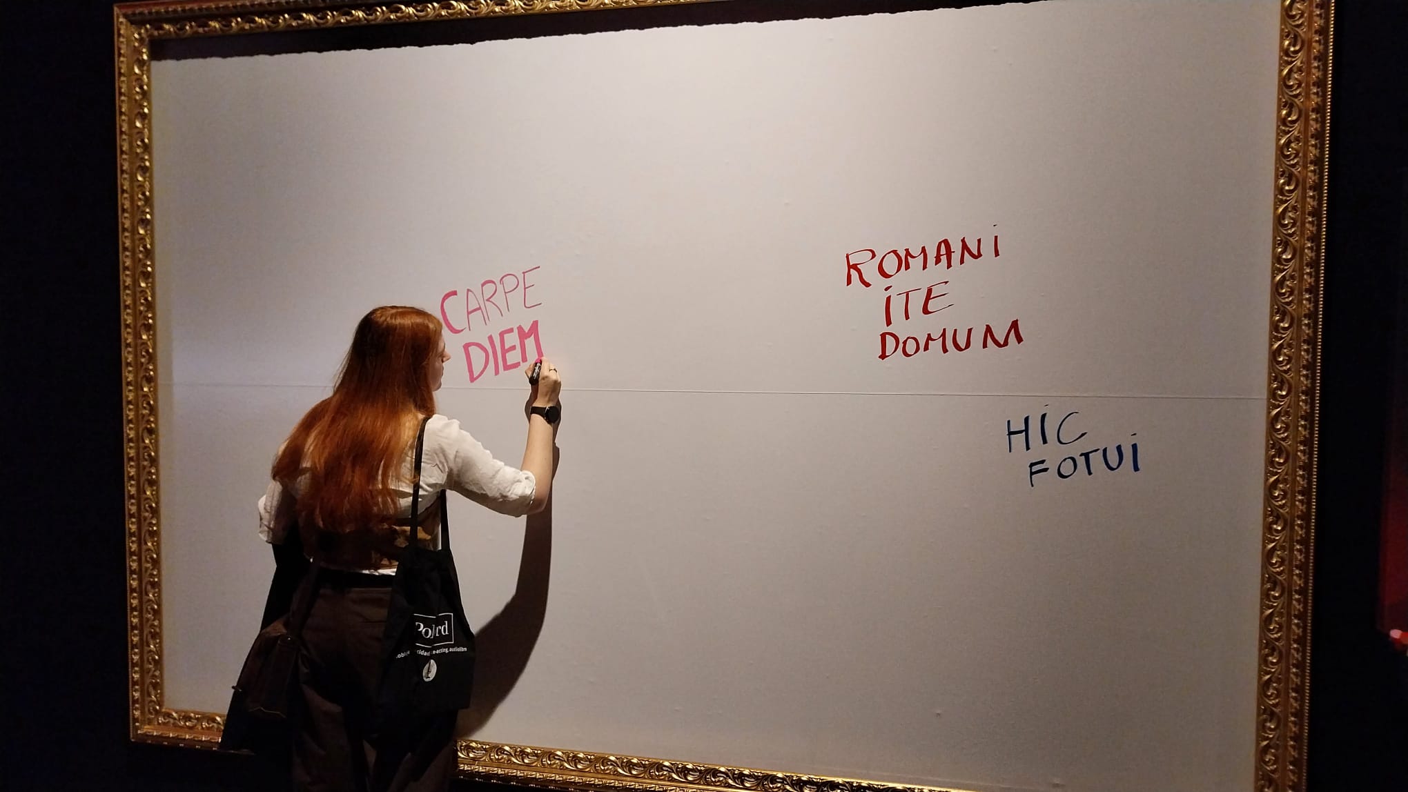 La sección de grafitis en la exposición sobre Pompeya.