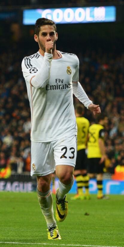 Isco celebra su gol, el 2-0 al Borussia.