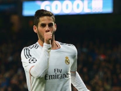 Isco celebra su gol, el 2-0 al Borussia.