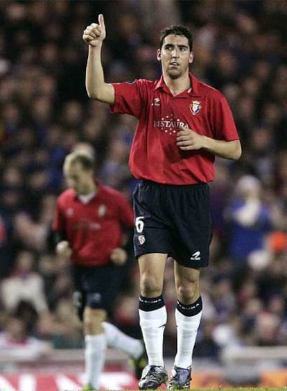 Raúl García celebra el gol de Osasuna.