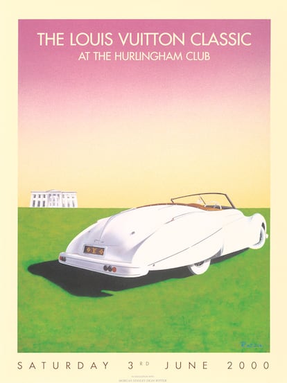 Cartel de una de las competiciones automovilísticas con vehículos clásicos de lujo organizadas por Louis Vuitton, en este caso en el londinense Hurlingham Club.