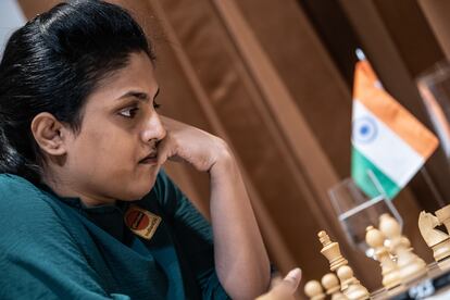 Dronavalli Harika, durante una de sus partidas en el Gran Premio de Múnich