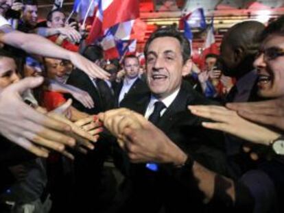 Nicolás Sarkozy durante un acto de campaña en la isla Reunión el pasado miércoles.