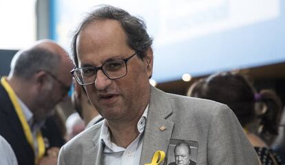 El president Quim Torra, amb una imatge de Churchill, diumenge passat.