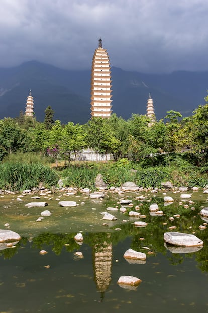 Las Tres Pagodas de Dali, en Yunnan.