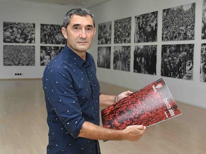 Ernesto Valverde, en la inauguración de la exposición de sus fotografías en Bilbao.