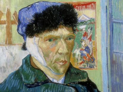 <i>Autorretrato con oreja cortada</i> (1889), un año antes de su muerte.
