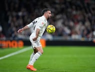 Dani Carvajal, este sábado contra la Real Sociedad en el Bernabéu.