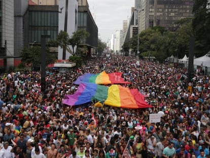 Parada Gay em São Paulo.