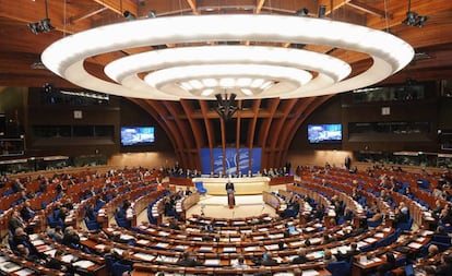 Hemiciclo de la asamblea parlamentaria del Consejo de Europa, en Estrasburgo (Francia).