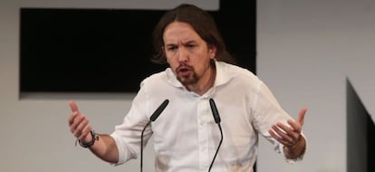 Pablo Iglesias, el secretario general de Podemos, en clausura de la Asamblea Ciudadana de Podemos.